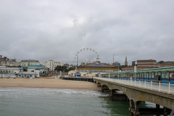 Photo taken from the famous Bournemouth pier looking at the beautiful beach of Bournemouth.