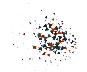 Cool Explosion, Broken Glass, Vector Grunge Blast, Falling Triangle Fragments, Dirty Shatter Concept. Mud, Burst, Boom, Bang Textured Background. Green Brown Shatter Particles Isolated. Moving Galaxy