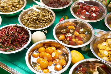 Stuffed vegetables on market