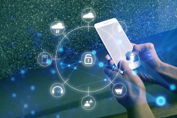 smart phone with social network and ui icon business