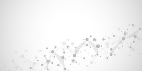 Fototapeta premium Abstract geometric texture with molecular structures and neural network. Molecules DNA and genetic research. Plexus background.
