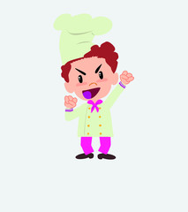 Chef cheering enthusiastically.