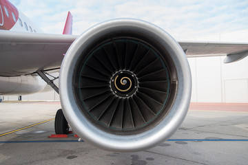 Photo of an airplane turbine
