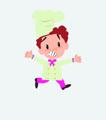 Chef running terrified.