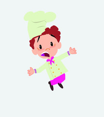 Chef jumping terrified.
