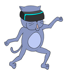 funny cat dancing with virtual reality glasses