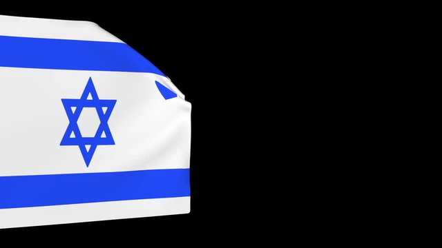 Flag of Israel on black. The symbol of country is animated. 