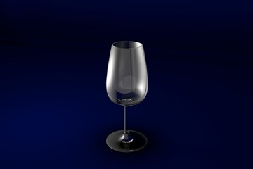 3D illustration of port wine glass on dark blue design background - drinking glass render