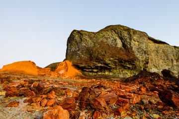 panorama of the rocks of the Rio Tinto in the early morning