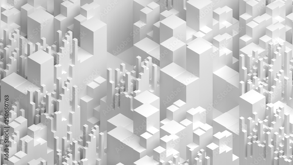 Poster 3d bright background with simple geometry shapes with different height. elegant abstract reflective 