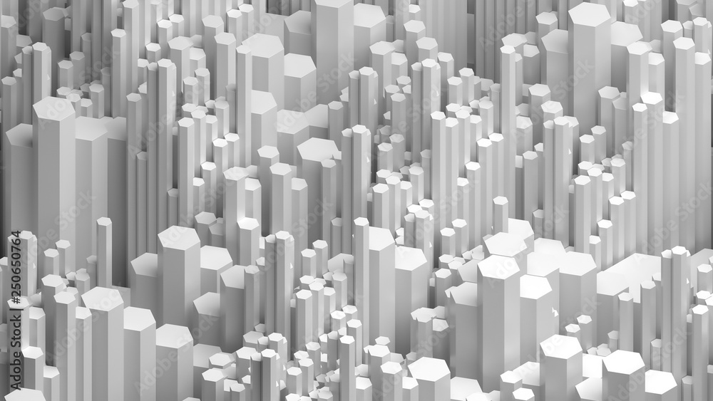 Poster 3d bright background with simple geometry shapes with different height. elegant abstract reflective 