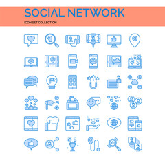 Social Network Icons Set. UI Pixel Perfect Well-crafted Vector Thin Line Icons. The illustrations are a vector.