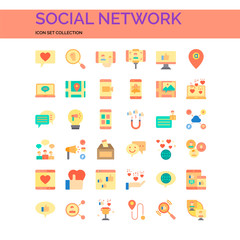 Social Network Icons Set. UI Pixel Perfect Well-crafted Vector Thin Line Icons. The illustrations are a vector.