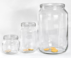 three banks with money