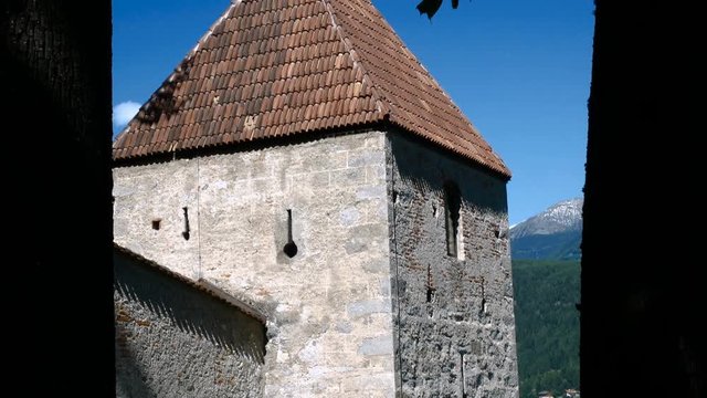 view on Brunico Castle, summer period in the Alto Adige area