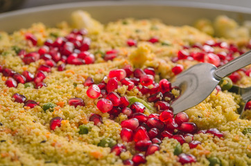 Couscous with pomegranate seeds 