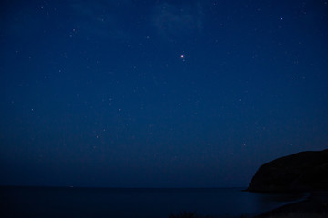 Stars over the deserted Crimean coast