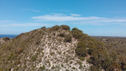 Aerial view of Prospect Hill and Kangaroo Island countryside, South Australia