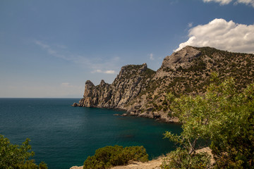 Fototapeta na wymiar Cape Kapchik. Blue Bay. The reserve Karaul-Oba, Crimea.