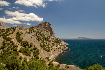 Fototapeta na wymiar Cape Kapchik. Blue Bay. The reserve Karaul-Oba, Crimea.