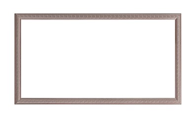 Panoramic silver frame for paintings, mirrors or photo isolated on white background