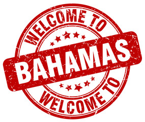 welcome to Bahamas red round vintage stamp