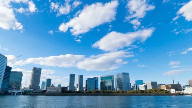 東京風景　タイムラプス　汐留　高層ビル群　2019