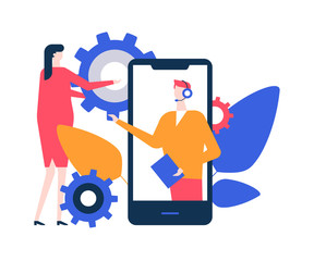 Technical support - flat design style colorful illustration