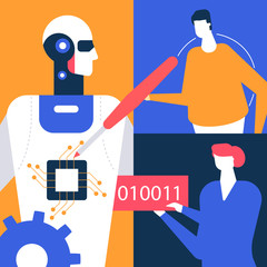 Artificial intelligence - flat design style colorful illustration
