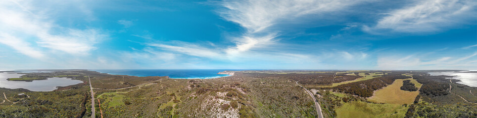 Fototapeta na wymiar Kangaroo Island aerial view of beautiful campaign.