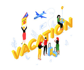 Vacation and travel - modern colorful isometric vector illustration