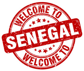 welcome to Senegal red round vintage stamp