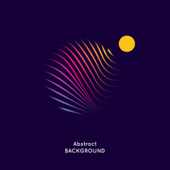 Abstract vector illustration with a circle of linear waves and dots