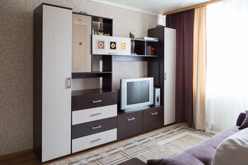 Cabinet furniture in a small room.