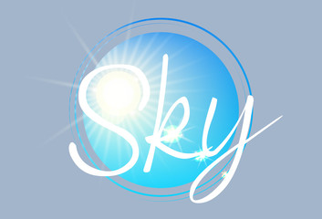 Realistic background with bright sun. Beautiful art composition with the sky. 