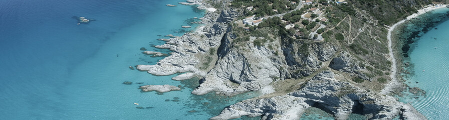 Capo Vaticano from the sky, Calabria. Aerial summer view of italian coastline.