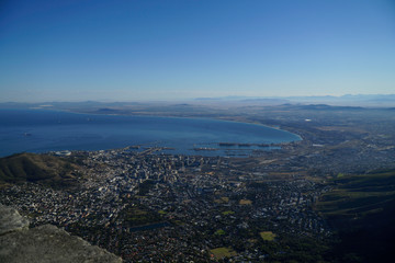 A breathtakingly beautiful bird's eye view from the peak of Table Mountain overlooking Cape Town City.
