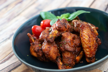 Roasted Chicken Legs BBQ With Spices, Tomato and pepper
