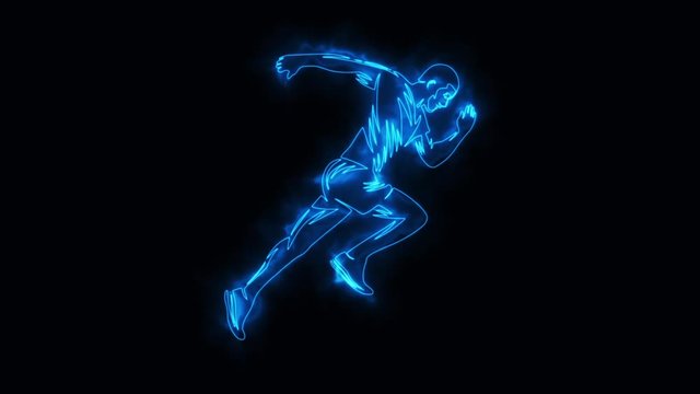 Blue Running Man Runner Animated Logo Loop Graphic Element