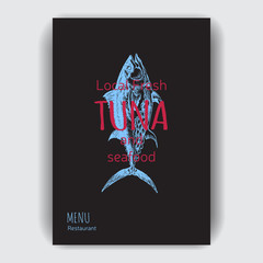 Vector illustration sketch sea food. Restaurant menu.
