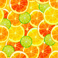 Colorful Seamless Citrus Pattern in Cartoon Style