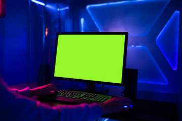 cyber sport gamer with computer