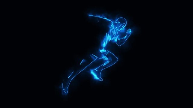 Blue Running Man Runner Animated Logo Element with Reveal Effect