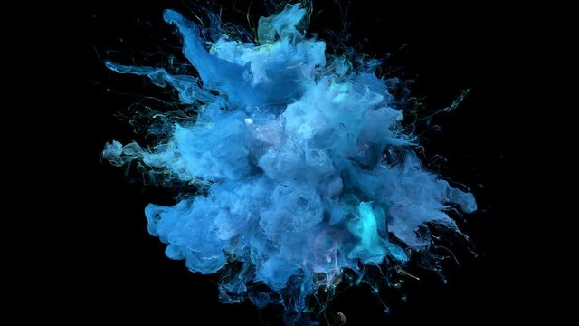 Light Blue Color Burst - colorful smoke explosion fluid particles alpha matte