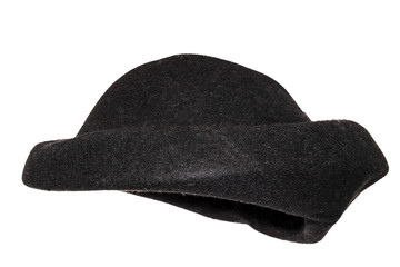 Black felt women's hat vintage fashion early twentieth century.
