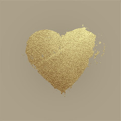 Heart gold foil glitter icon for luxury Valentine, wedding or birthday greeting card. Hand drawn design for Valentine's Day. Love romantic symbol. Vector illustration - 250663374