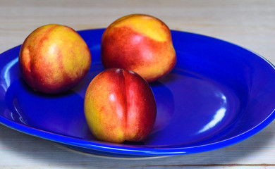 nectarines on a plate