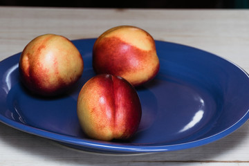 nectarines on a plate
