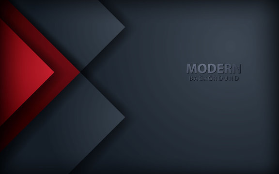 Red overlap layers background on dark gray design modern overlap dimension vector.