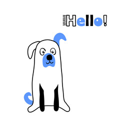 Fototapeta premium dog puppy blue color cartton cute funny children illustration for your paper clothes sticker design word hello